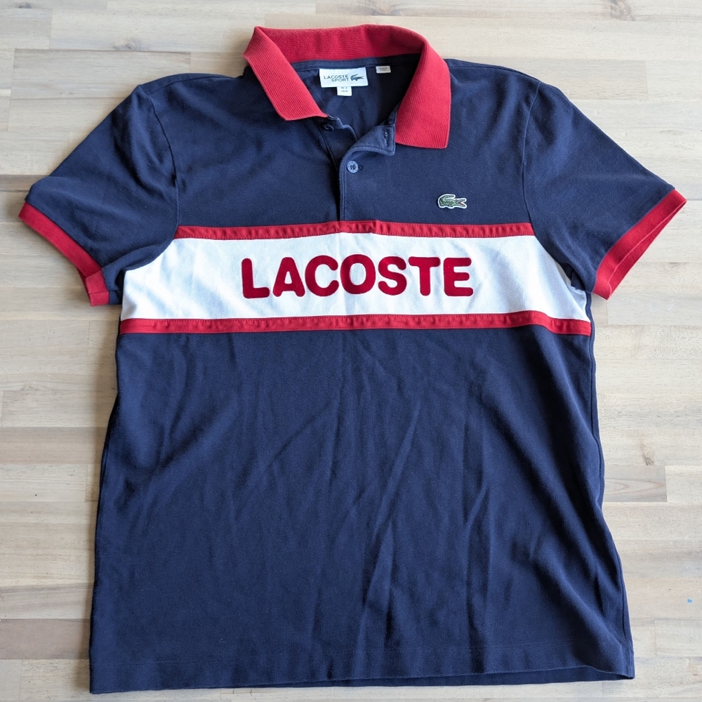 LACOSTE Vintage, Retro Color Block Polo Shirt‎ Men's Medium Rare - Picture 5 of 12